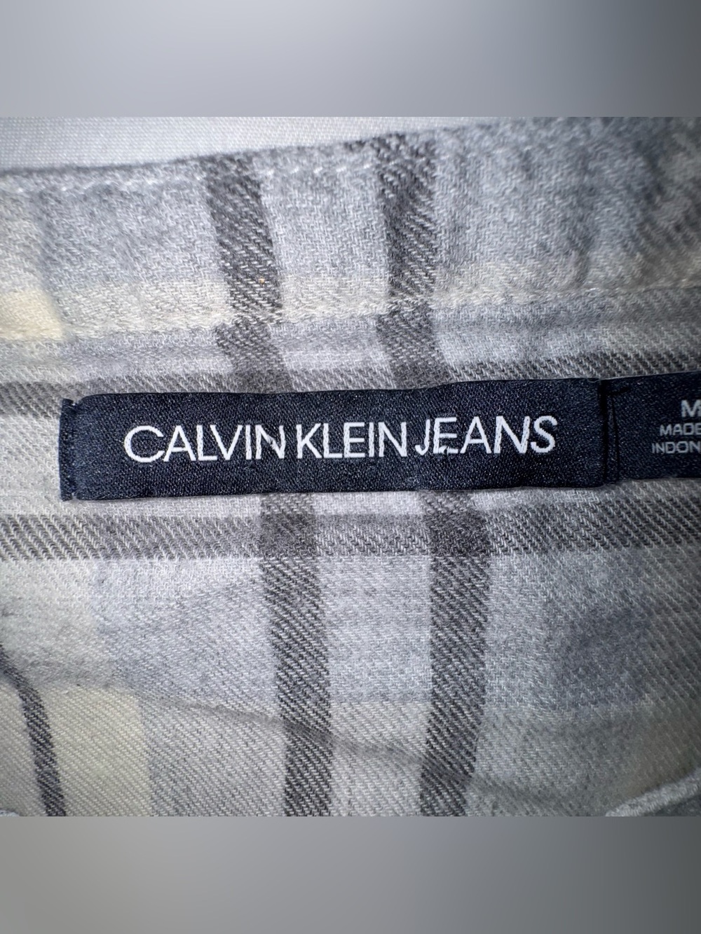 Calvin Klein Women’s Cotton Flannel Shirt Plaid Collarless Roll Tab Sleeve Med - Picture 9 of 16
